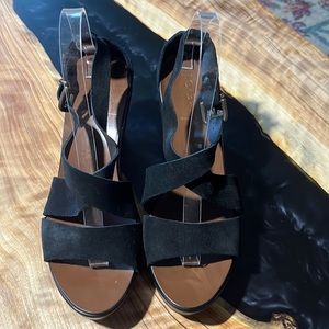 J. Crew Black Suede & Leather Wedge Sandals.  Sz 10